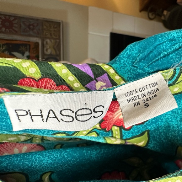 Vibrant Floral Maxi Dress in Teal and Pink Phases VTG 100% cotton - Picture 12 of 15